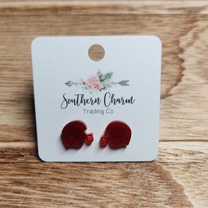 Red glitter football helmet earrings